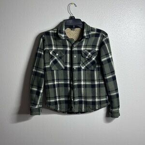 Eddie Bauer Boys Kids Plaid Jacket Winter Sweater Fleece size 10/12.